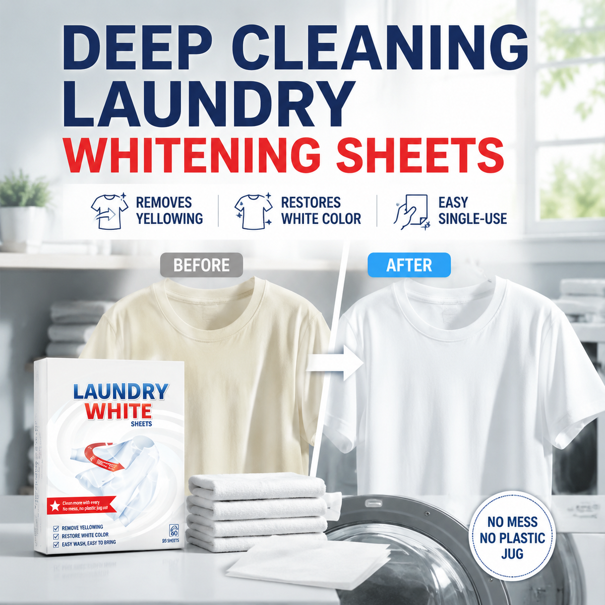 🧺 Powerful Stain Remover Brightening Fabric Laundry Cleaning Sheets