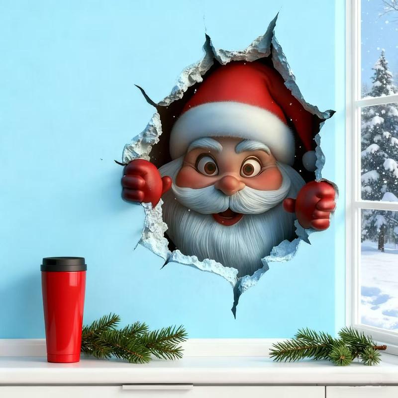 Funny Christmas Character Wall Sticker(3PCS)Self-Adhesive Waterproof Holiday Decoration, Easy to Apply and Remove, Festive Wall Decor-Perfect Gift Idea for a Warm Christmas