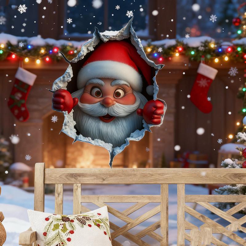 Funny Christmas Character Wall Sticker(3PCS)Self-Adhesive Waterproof Holiday Decoration, Easy to Apply and Remove, Festive Wall Decor-Perfect Gift Idea for a Warm Christmas
