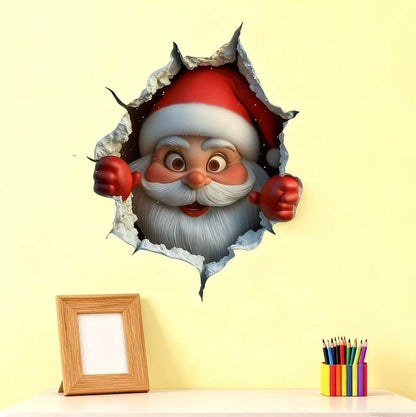 Funny Christmas Character Wall Sticker(3PCS)Self-Adhesive Waterproof Holiday Decoration, Easy to Apply and Remove, Festive Wall Decor-Perfect Gift Idea for a Warm Christmas
