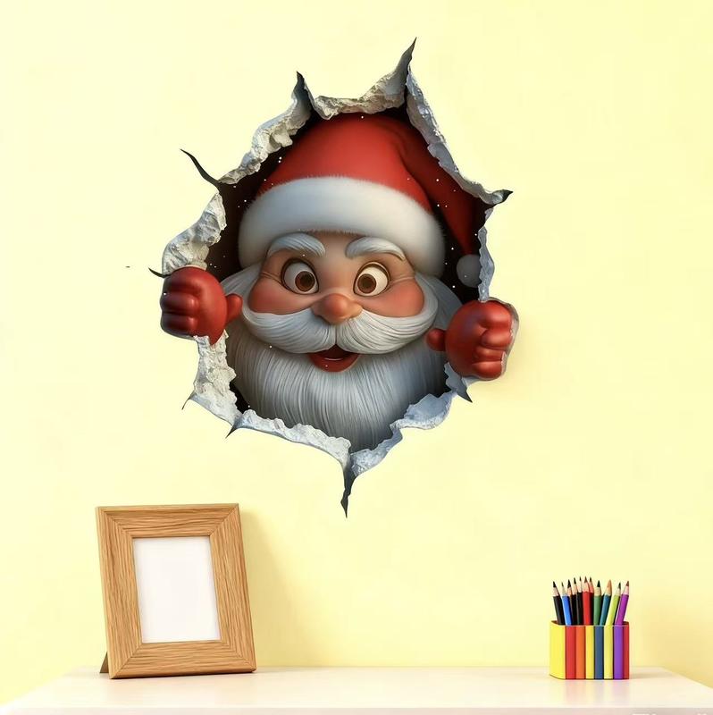 Funny Christmas Character Wall Sticker(3PCS)Self-Adhesive Waterproof Holiday Decoration, Easy to Apply and Remove, Festive Wall Decor-Perfect Gift Idea for a Warm Christmas