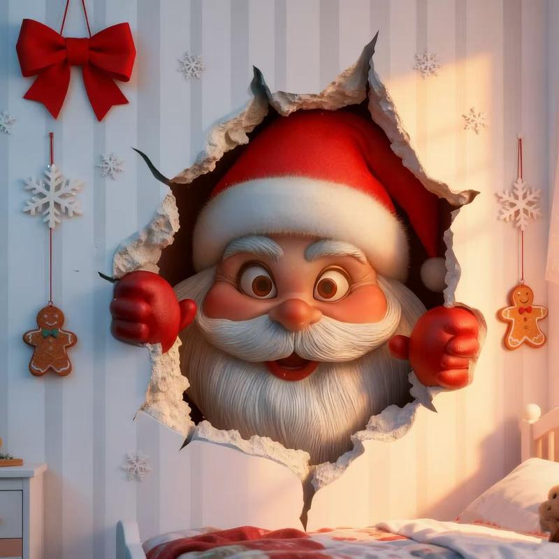 Funny Christmas Character Wall Sticker(3PCS)Self-Adhesive Waterproof Holiday Decoration, Easy to Apply and Remove, Festive Wall Decor-Perfect Gift Idea for a Warm Christmas