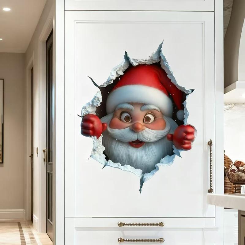 Funny Christmas Character Wall Sticker(3PCS)Self-Adhesive Waterproof Holiday Decoration, Easy to Apply and Remove, Festive Wall Decor-Perfect Gift Idea for a Warm Christmas