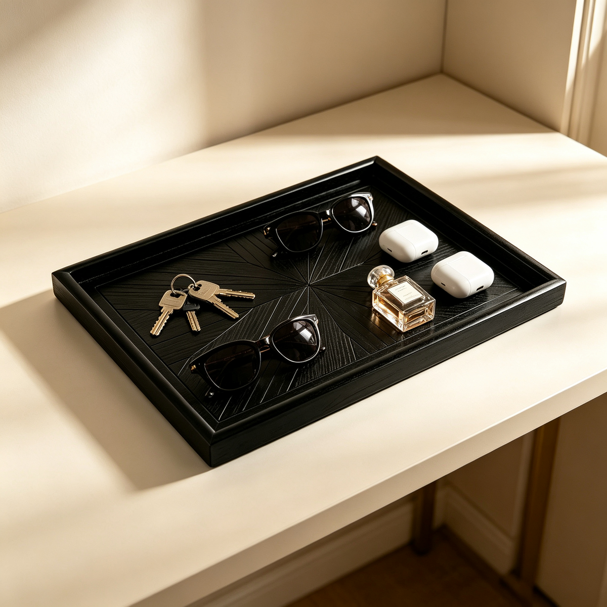 Modern Black Wooden Serving Tray