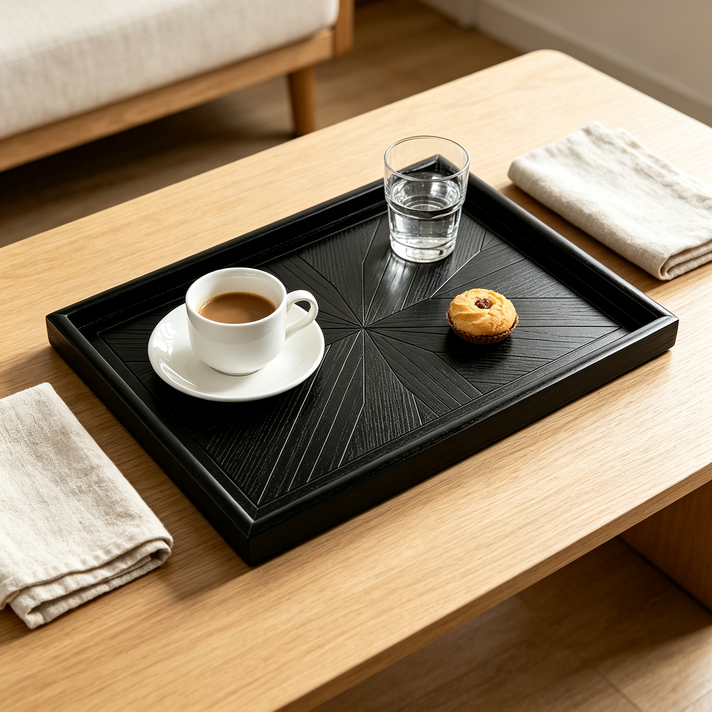 Modern Black Wooden Serving Tray